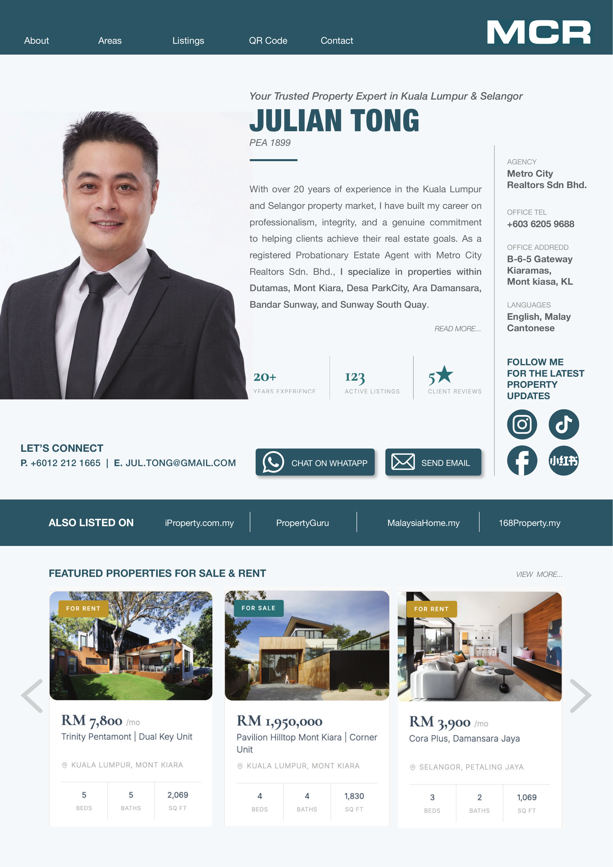 Julian Tong landing page